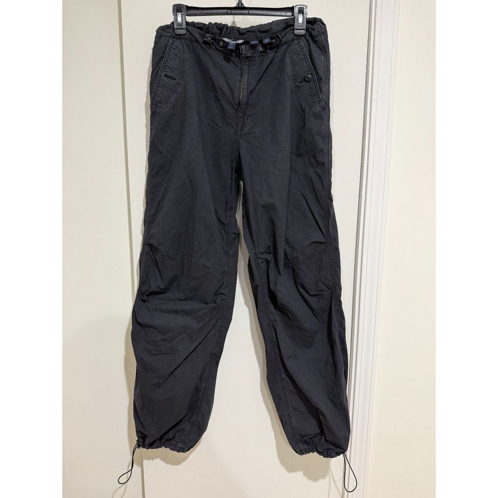 American Eagle Real Good Stretch Toggle Hem Parachute Jogger Pants Black Size L